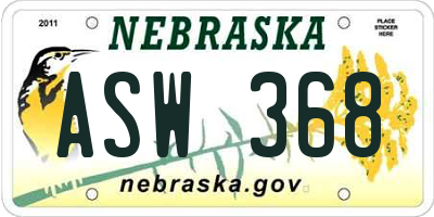 NE license plate ASW368