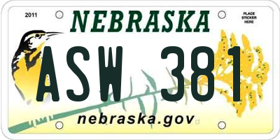 NE license plate ASW381