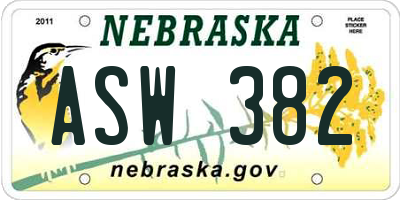 NE license plate ASW382