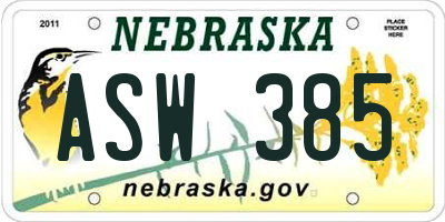 NE license plate ASW385