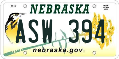 NE license plate ASW394