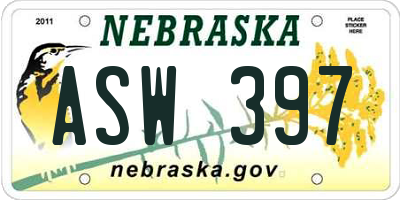 NE license plate ASW397