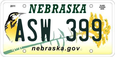 NE license plate ASW399