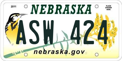 NE license plate ASW424