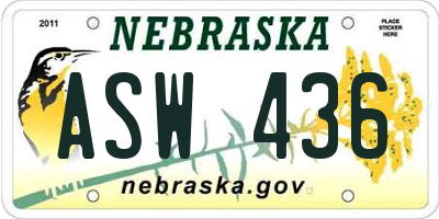 NE license plate ASW436