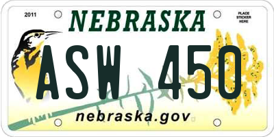 NE license plate ASW450