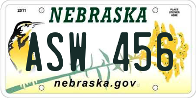 NE license plate ASW456