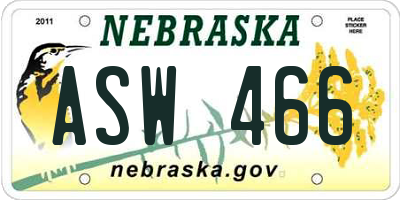NE license plate ASW466