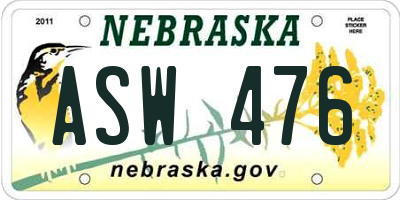 NE license plate ASW476