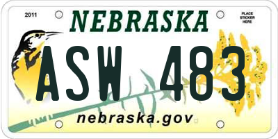NE license plate ASW483