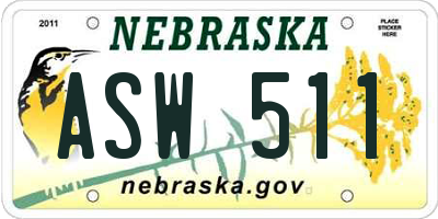 NE license plate ASW511