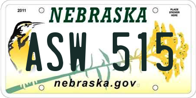 NE license plate ASW515