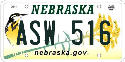 NE license plate ASW516