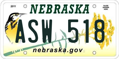 NE license plate ASW518