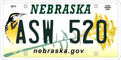 NE license plate ASW520