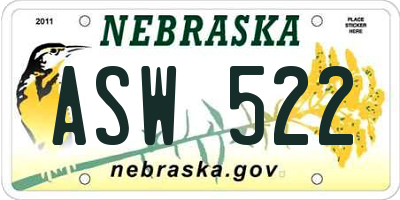 NE license plate ASW522
