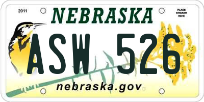NE license plate ASW526