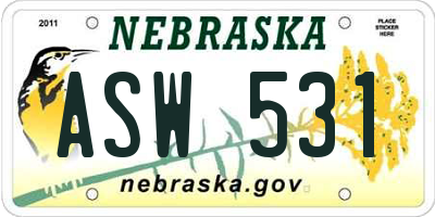 NE license plate ASW531