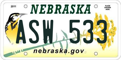 NE license plate ASW533