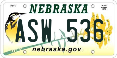 NE license plate ASW536