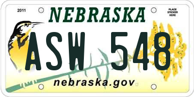 NE license plate ASW548