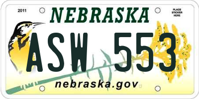 NE license plate ASW553