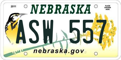 NE license plate ASW557