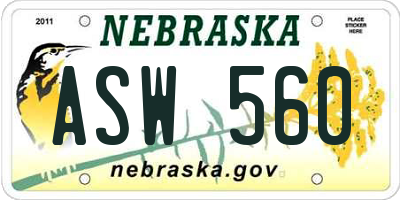 NE license plate ASW560