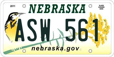 NE license plate ASW561