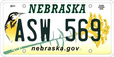 NE license plate ASW569