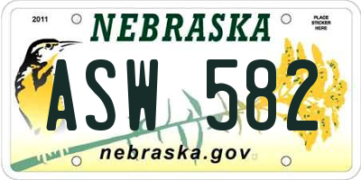 NE license plate ASW582