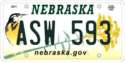 NE license plate ASW593