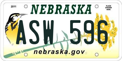 NE license plate ASW596