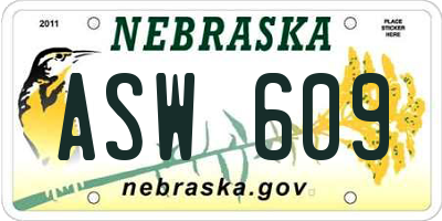 NE license plate ASW609