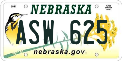 NE license plate ASW625