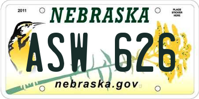 NE license plate ASW626