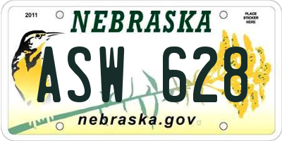 NE license plate ASW628