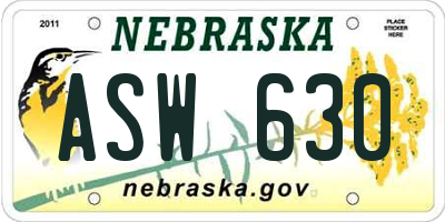 NE license plate ASW630