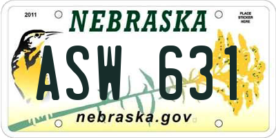 NE license plate ASW631