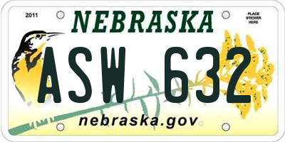 NE license plate ASW632