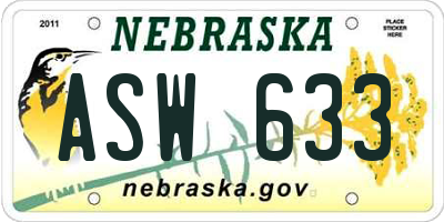 NE license plate ASW633
