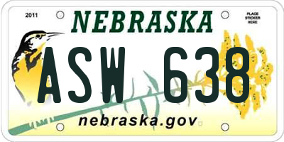 NE license plate ASW638