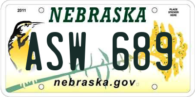 NE license plate ASW689