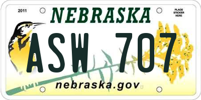 NE license plate ASW707