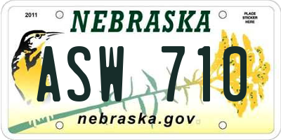 NE license plate ASW710