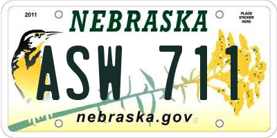 NE license plate ASW711