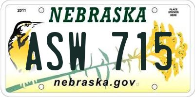 NE license plate ASW715