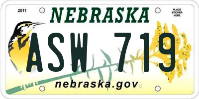 NE license plate ASW719