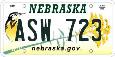 NE license plate ASW723