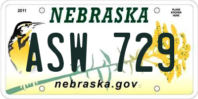 NE license plate ASW729